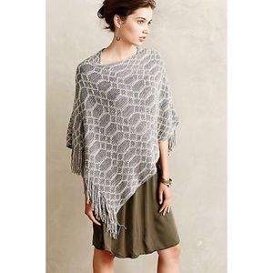 Anthropologie grey and cream poncho